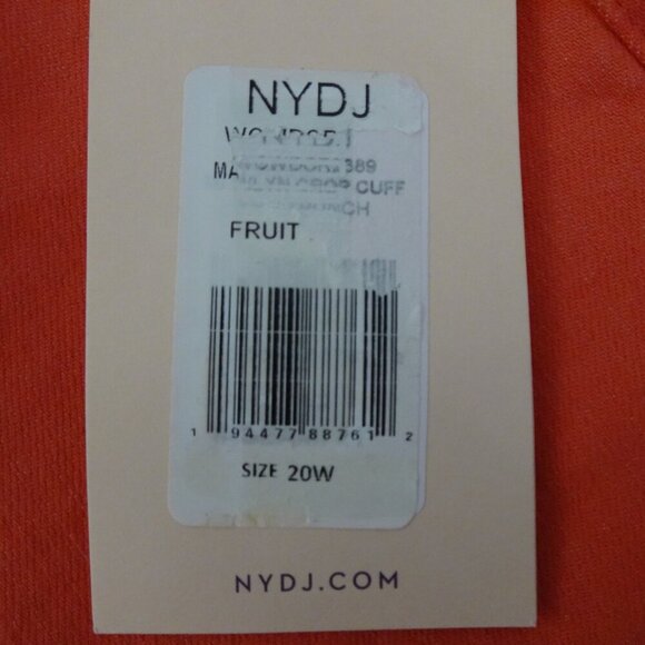 NYDJ Cropped Jeans Women's Plus Size 20W Pink Coral Denim Marilyn Straight - Picture 10 of 12